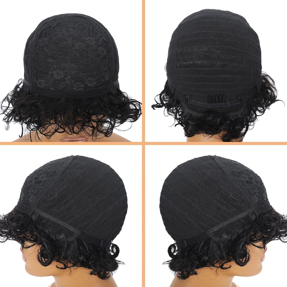 Short Curly Pixie Cut Human Hair Wig with Bangs, Natural Black Wear & Go Style, 100% Virgin Hair