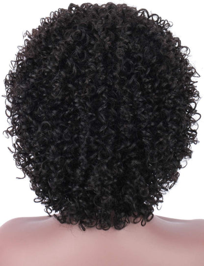 Short Curly Pixie Cut Human Hair Wig with Bangs, Natural Black Wear & Go Style, 100% Virgin Hair